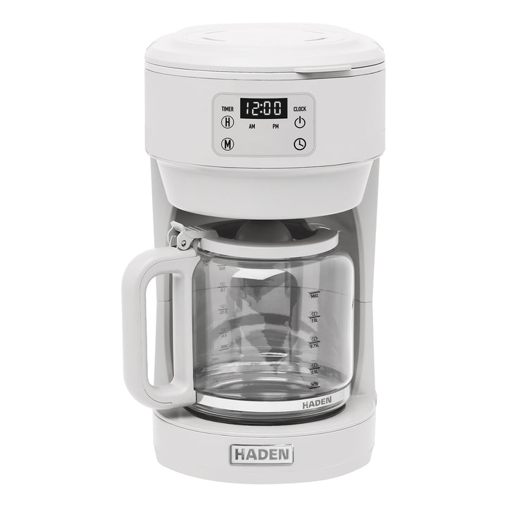 Haden Chelsea 10 Cup Digital Drip Coffee Maker with Glass Carafe, Ivory & Chrome