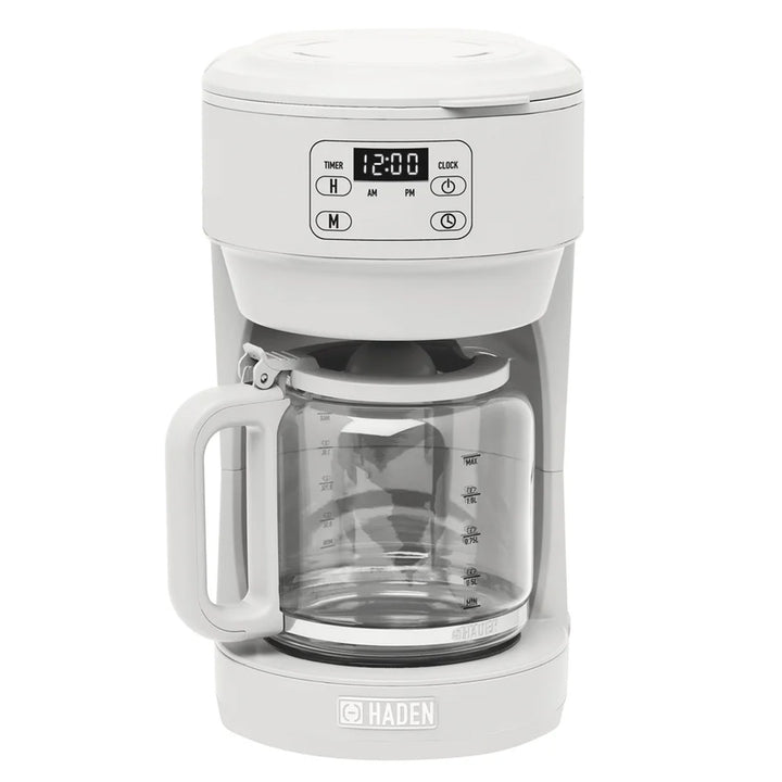 Haden Chelsea 10 Cup Digital Drip Coffee Maker with Glass Carafe, Ivory & Chrome