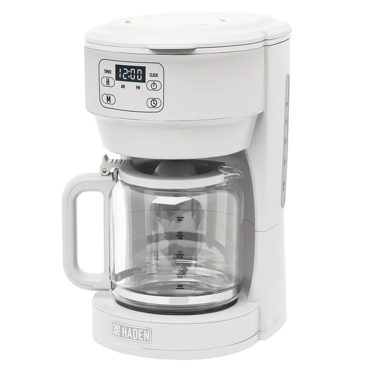 Haden Chelsea 10 Cup Digital Drip Coffee Maker with Glass Carafe, Ivory & Chrome