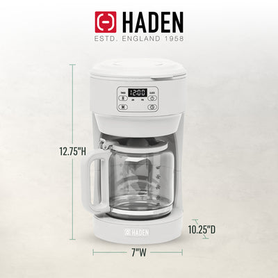 Haden Chelsea 10 Cup Drip Coffee Maker w/Glass Carafe, Ivory & Chrome (Open Box) - VMInnovations