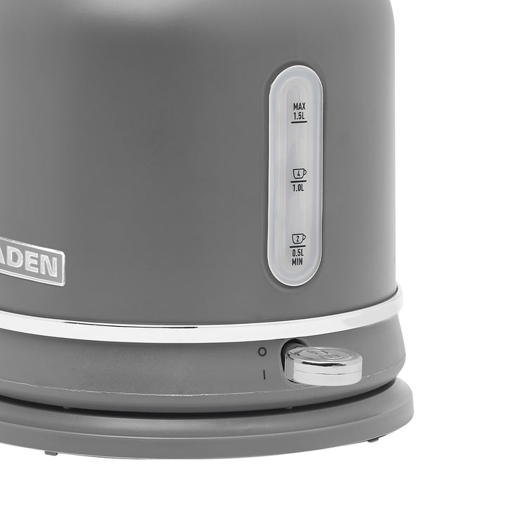 Haden Chelsea 1.7 Liter Electric Water Kettle w/ 360-Degree Base, Grey & Chrome