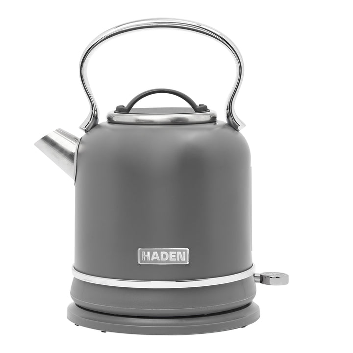 Haden Chelsea 1.7 Liter Electric Water Kettle w/ 360-Degree Base, Grey & Chrome