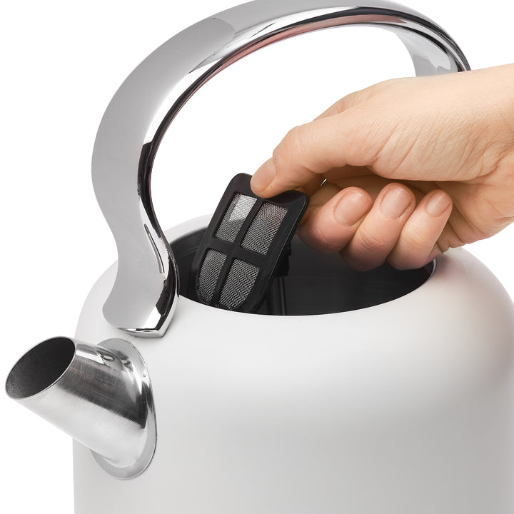 Haden Chelsea 1.7 Liter Electric Water Kettle w/ 360-Degree Base, Ivory & Chrome