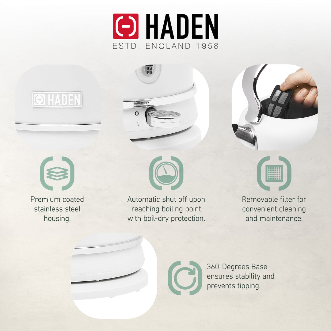Haden Chelsea 1.7 Liter Electric Water Kettle w/ 360-Degree Base, (Open Box)