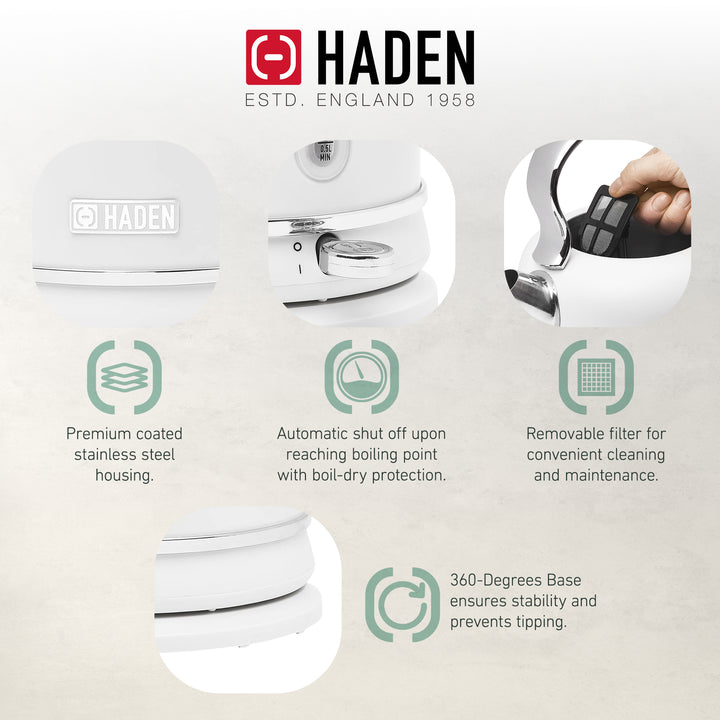 Haden Chelsea 1.7 Liter Electric Water Kettle w/ 360-Degree Base, (Open Box)