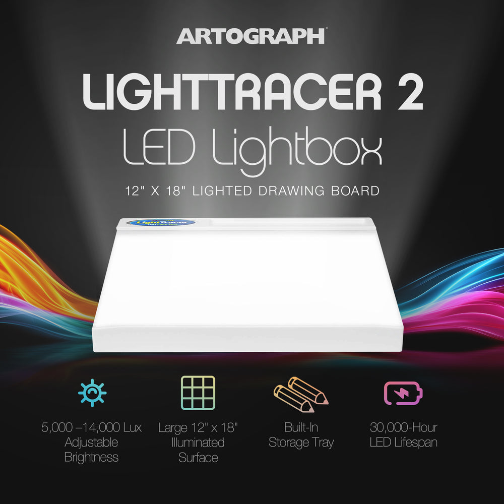 Artograph LightTracer 2 LED Lightbox, 12" x 18" Lighted Drawing Board w/Storage - VMInnovations