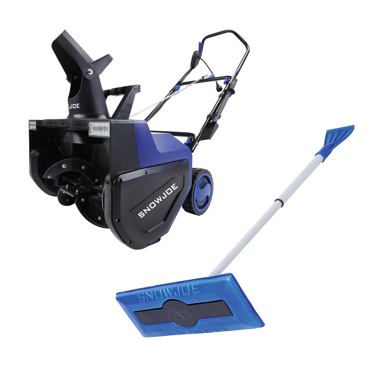 Snow Joe 15A Electric Snow Blower & Windshield Ice Scraper Broom Combo, Blue - VMInnovations