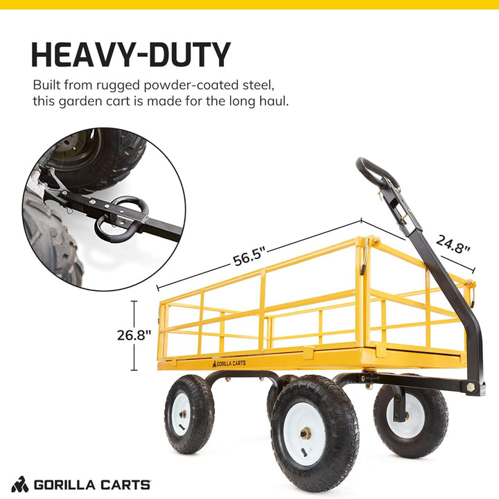 Gorilla Carts Heavy Duty Utility Cart, 1200 lb Outdoor Garden Wagon (Open Box)