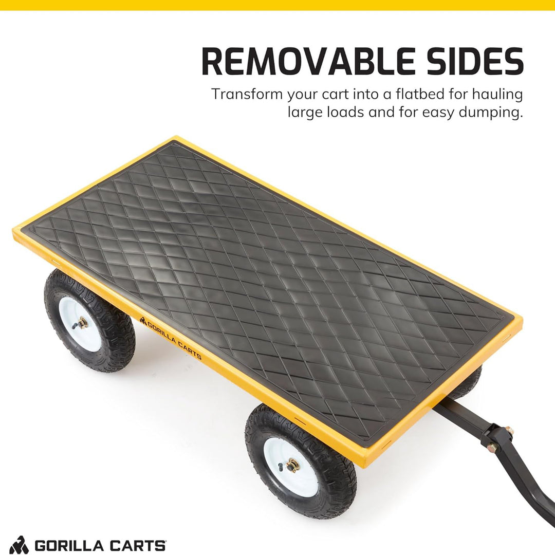 Gorilla Carts Heavy Duty Utility Cart, 1200 lb Outdoor Garden Wagon (Open Box)