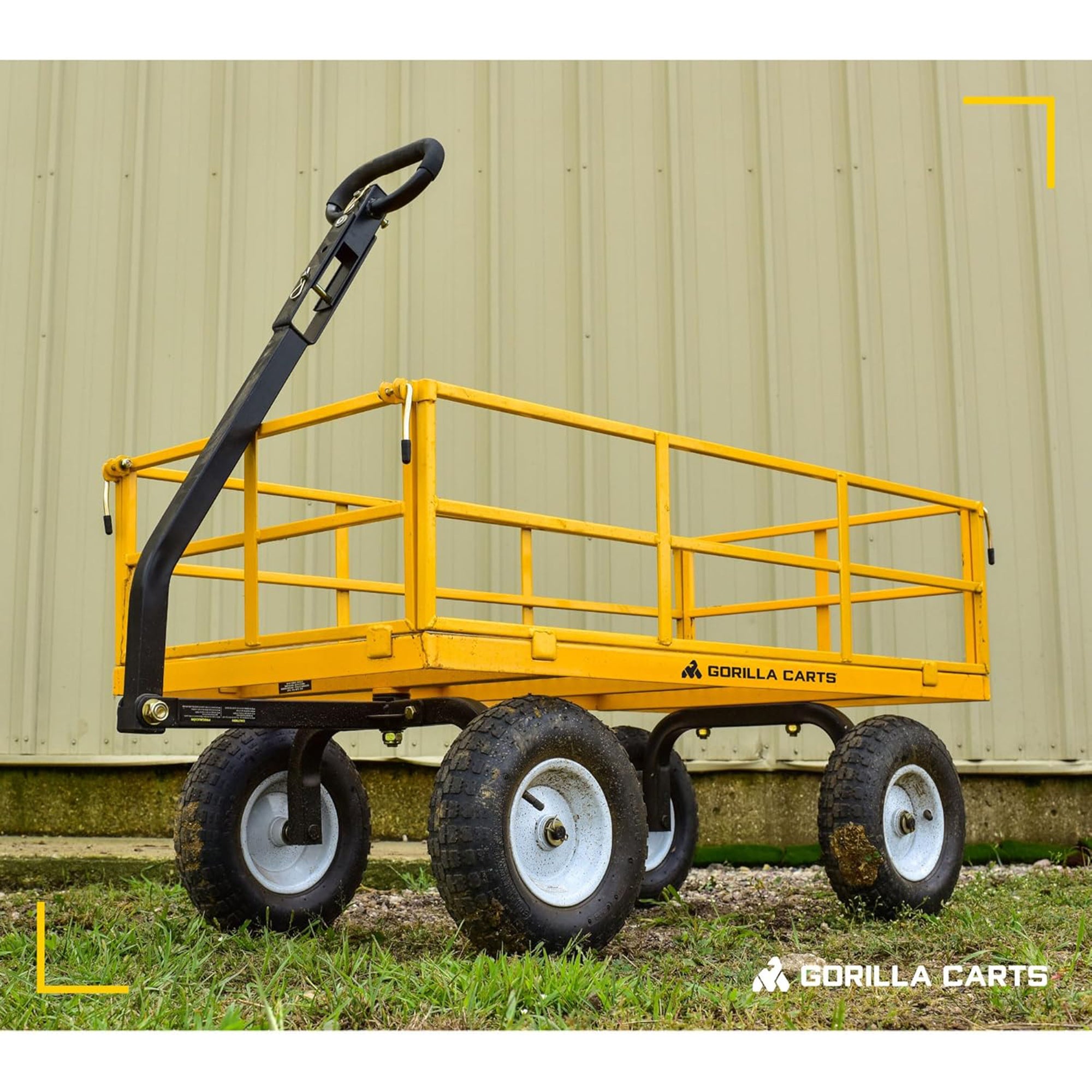 Gorilla Carts Heavy Duty, 1200 lb Garden Wheelbarrow for Outdoor Use, Yellow Foldable Wagon