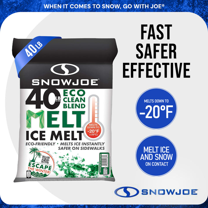 Snow Joe Eco Clean Ice Melter Blend, Safe for Concrete & Plants, 40lb, MELT40ECO