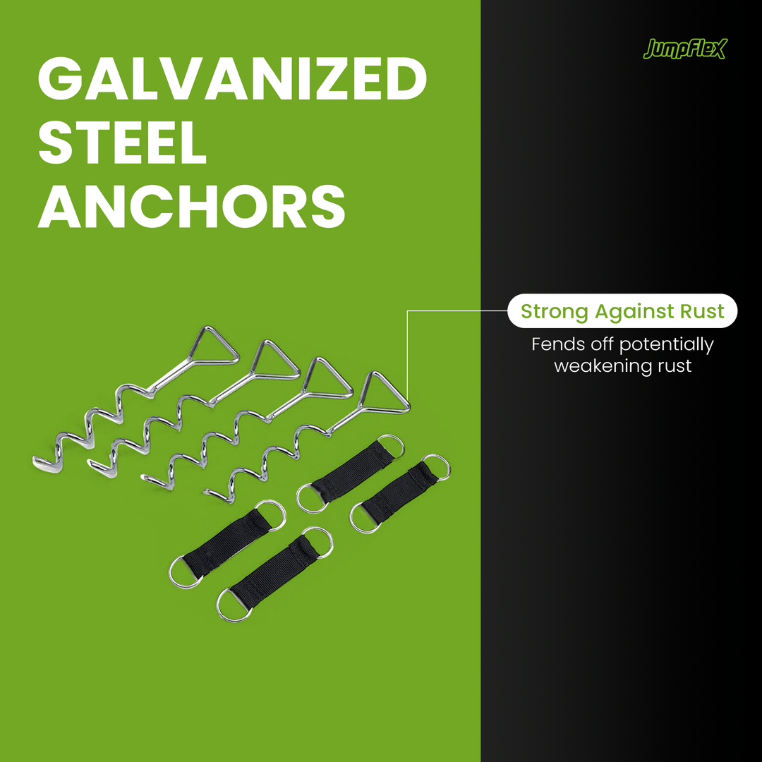 JumpFlex Trampoline ANCHORKIT Corkscrew Shape Steel Stakes Heavy Duty Accessory - VMInnovations