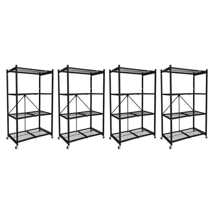 Origami 4-Pack R5-06W 4-Wheel 4-Shelf Folding Steel Wire Shelving Storage, Black