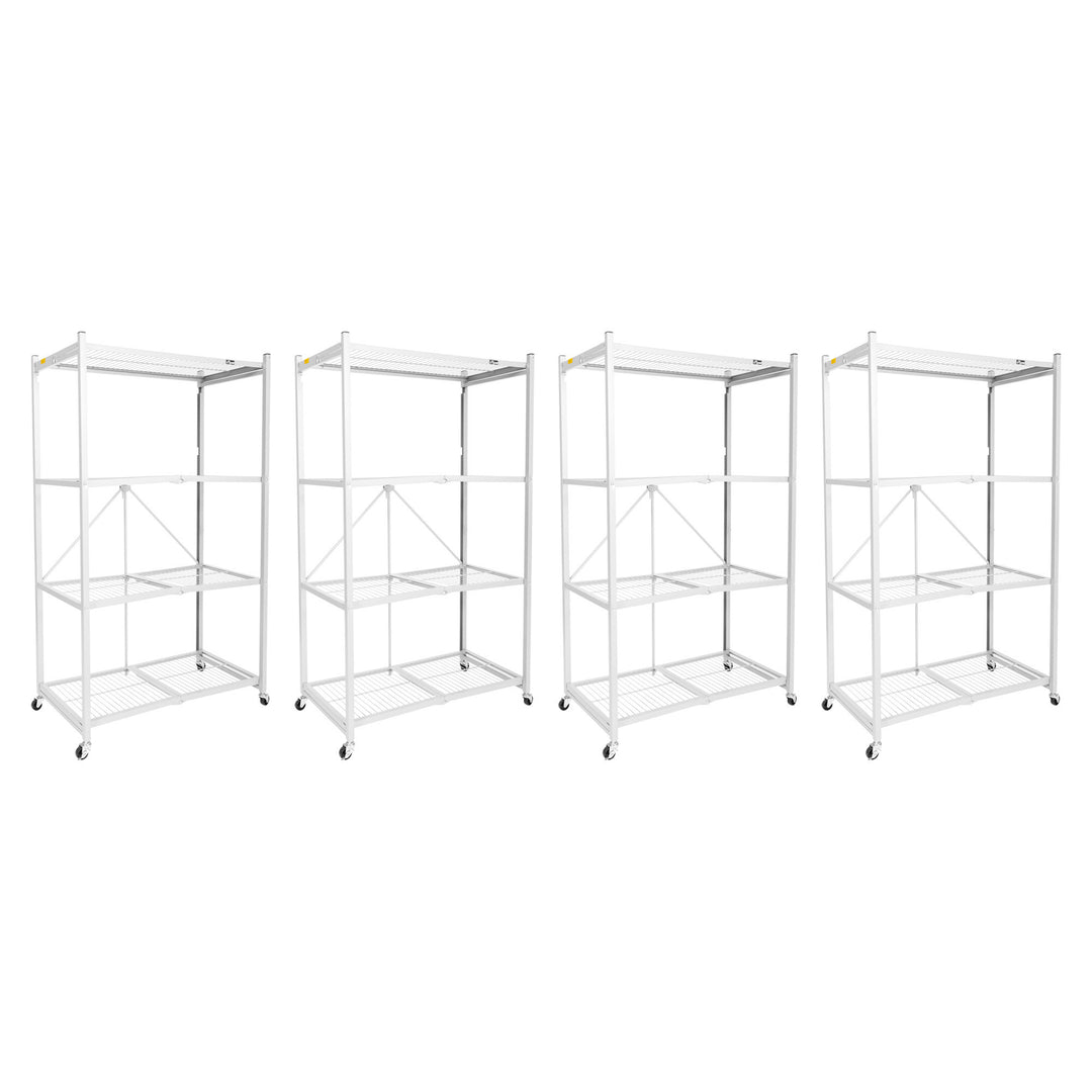 Origami 4-Pack R5-06W 4-Wheel 4-Shelf Folding Steel Wire Shelving Storage, White