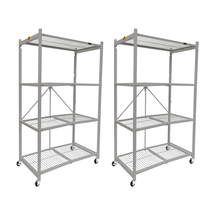 Origami 2-Pack R5-06W 4-Wheel 4-Shelf Folding Steel Wire Shelving Storage, Gray