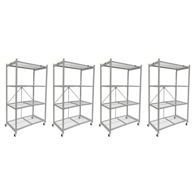 Origami 4-Pack R5-06W 4-Wheel 4-Shelf Folding Steel Wire Shelving Storage, Gray