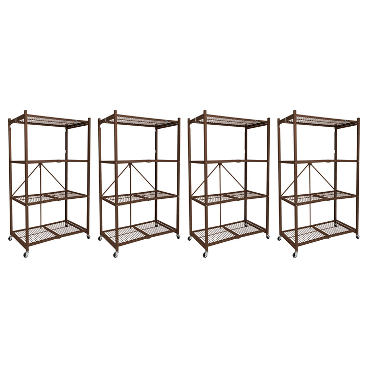 Origami 4-Pack R5-06W 4-Wheel 4-Shelf Folding Steel Wire Shelving Storage, Brown