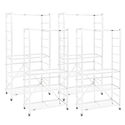 Origami 4 Pack Folding Steel Storage Rack, Adjustable Shelves, R2 Series, White