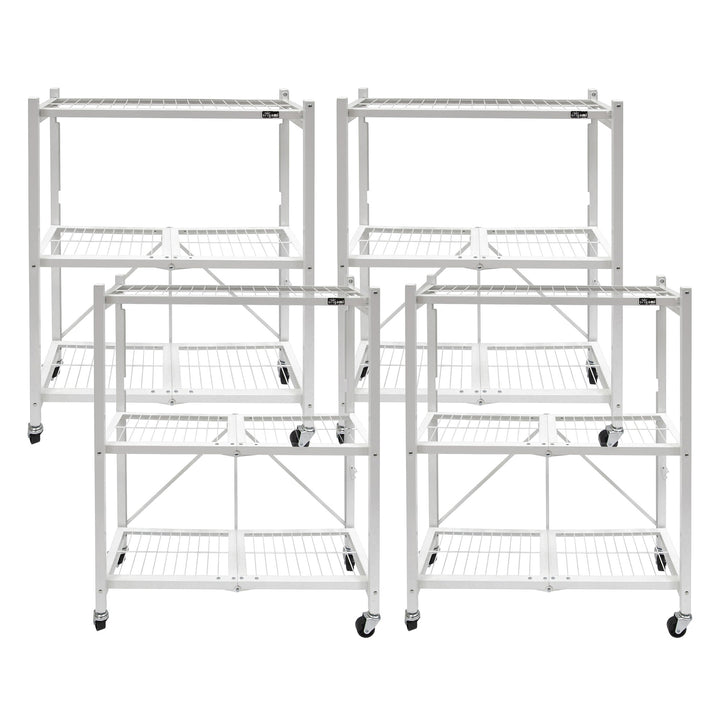 Origami 4-Pack General Purpose Foldable 3-Tier Shelf Storage Racks, R3, White