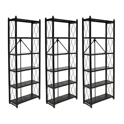 Origami 3 Pack 6 Shelf Bookcase Open Organizer Freestanding Rack Shelves, Black