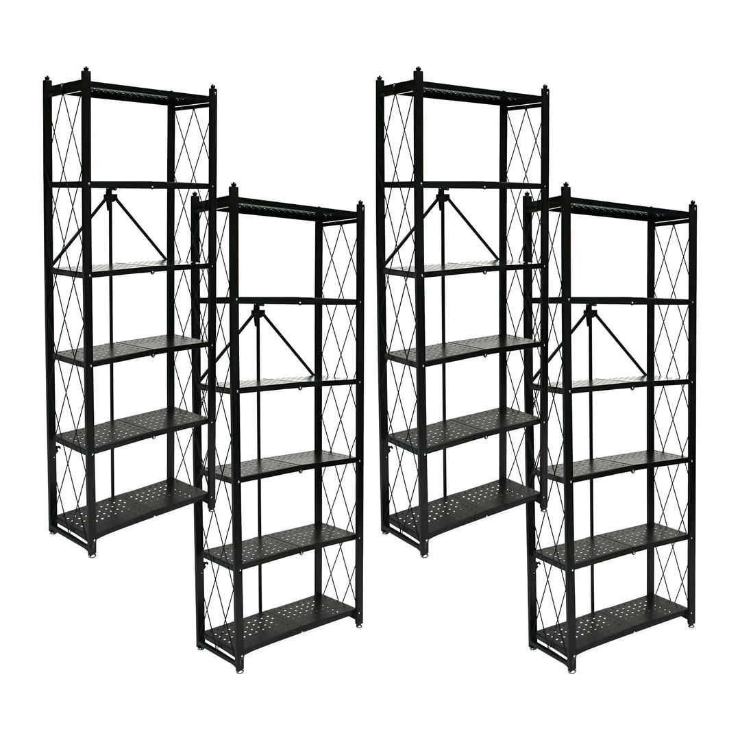 Origami 4 Pack 6 Shelf Bookcase Open Organizer Freestanding Rack Shelves, Black