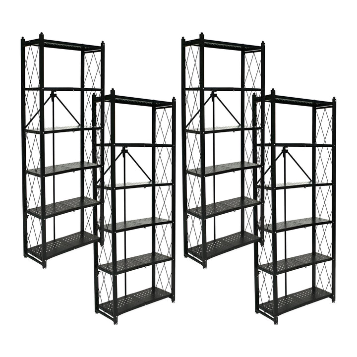 Origami 4 Pack 6 Shelf Bookcase Open Organizer Freestanding Rack Shelves, Black