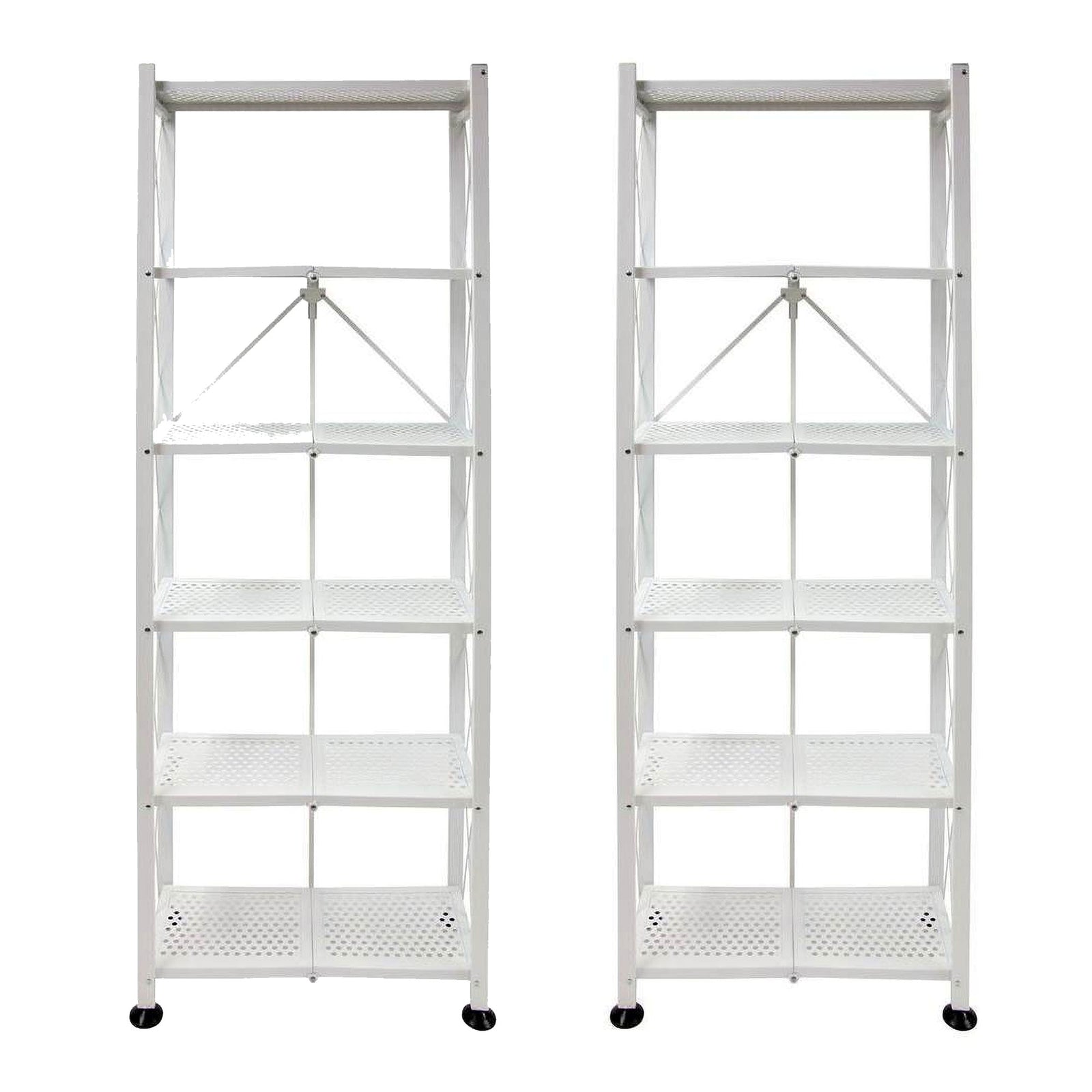 Origami 2 Pack 6 Shelf Open Styled Organizational Deco Rack Bookshelf, White - VMInnovations