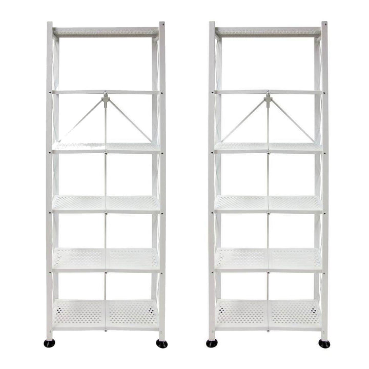 Origami 2 Pack 6 Shelf Open Styled Organizational Deco Rack Bookshelf, White