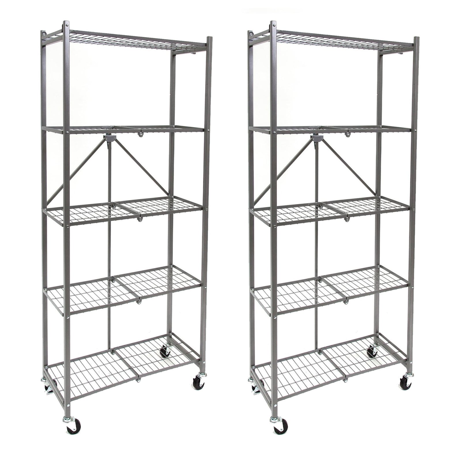 Origami 2 Pack RPR Series 5 Shelf Steel Rack Holds up to 100 Pounds, Silver - VMInnovations