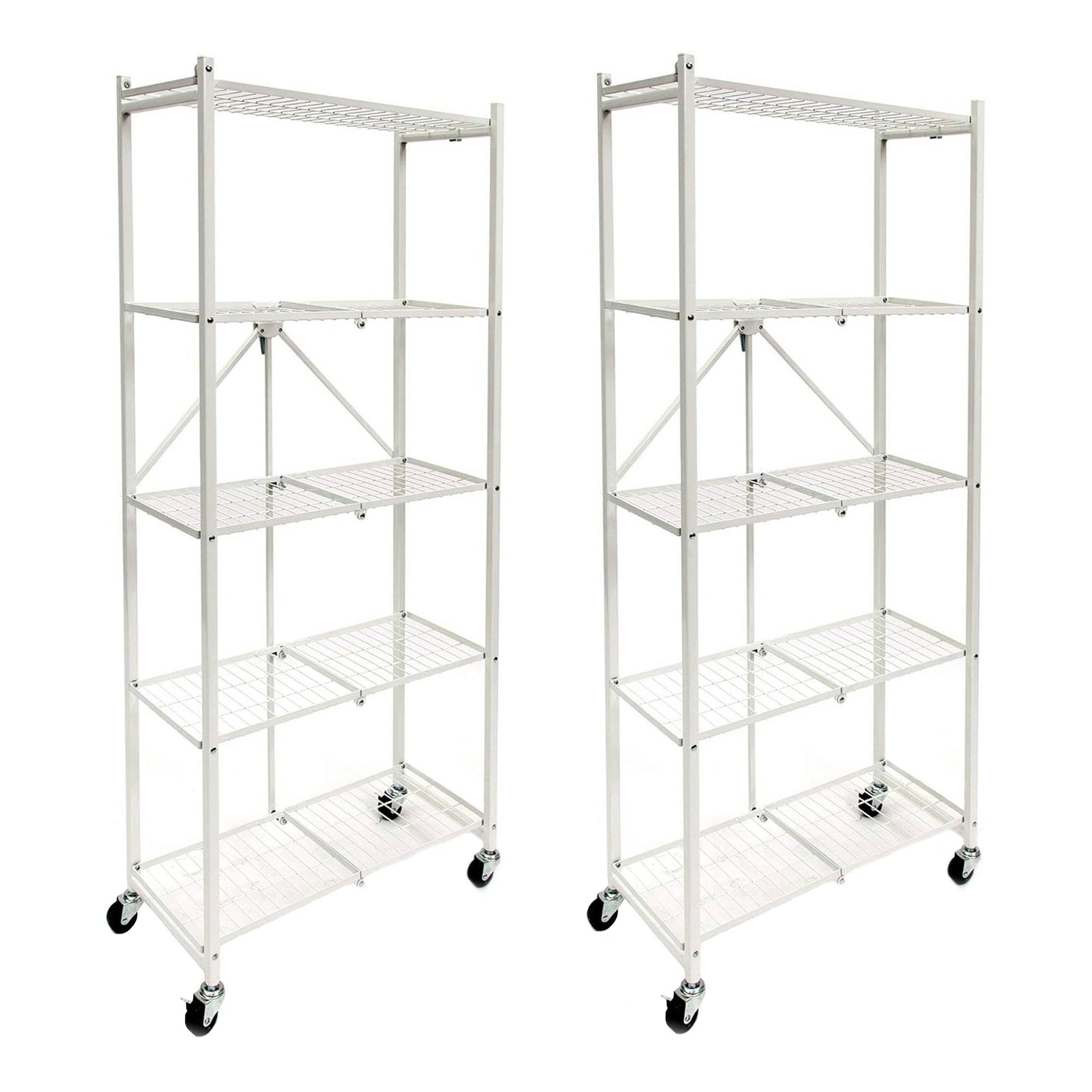 Origami 2 Pack RPR Series 5 Shelf Steel Rack Unit Holds up to 100 Pounds, White - VMInnovations