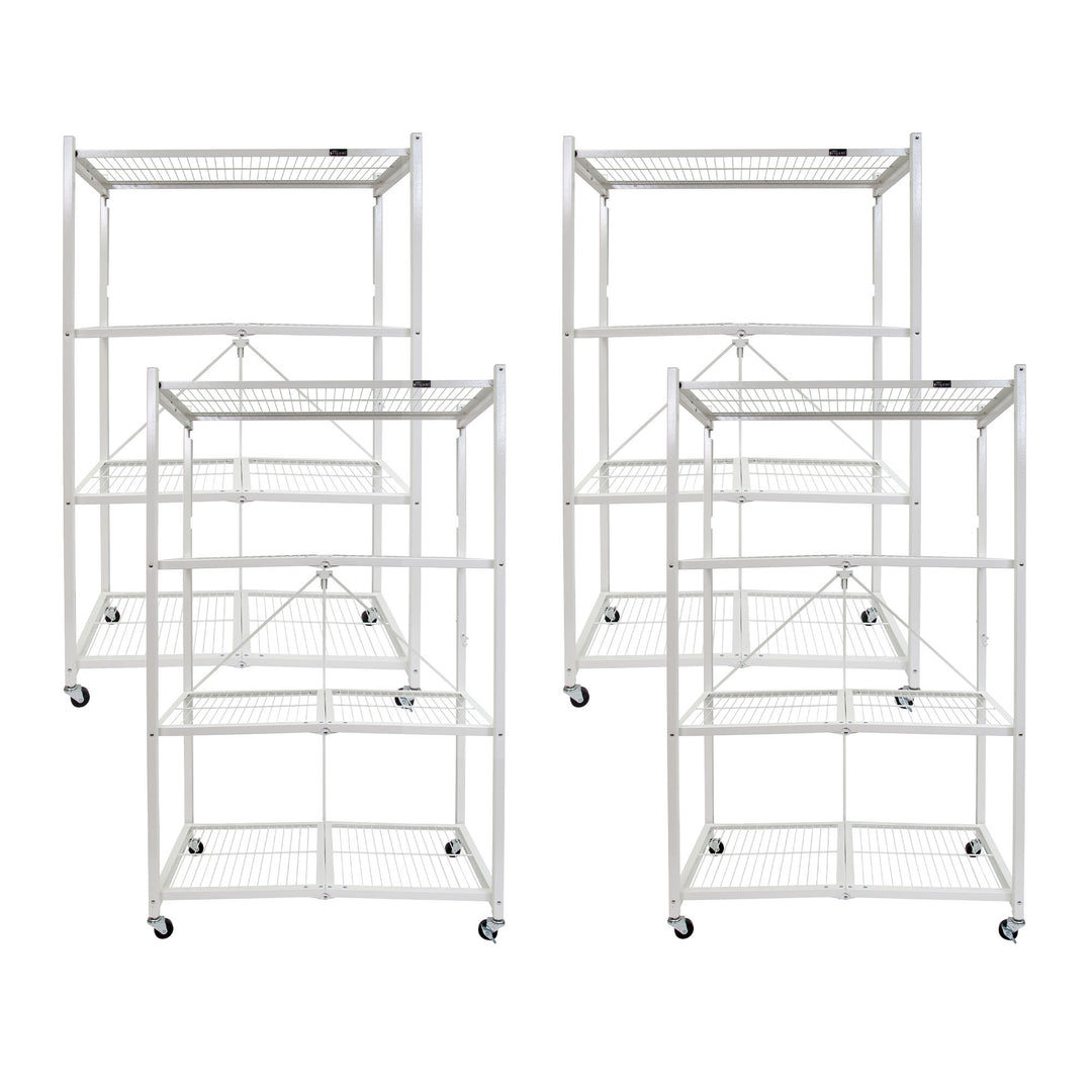 Origami 4 Tier Folding Storage Rack Unit w/ Set of 4 Magnetic Wire Shelf Liners