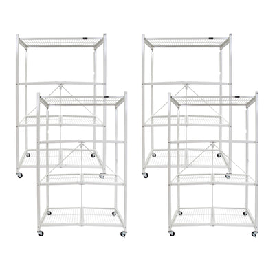 Origami 4 Tier Folding Storage Rack Unit w/ Set of 4 Magnetic Wire Shelf Liners