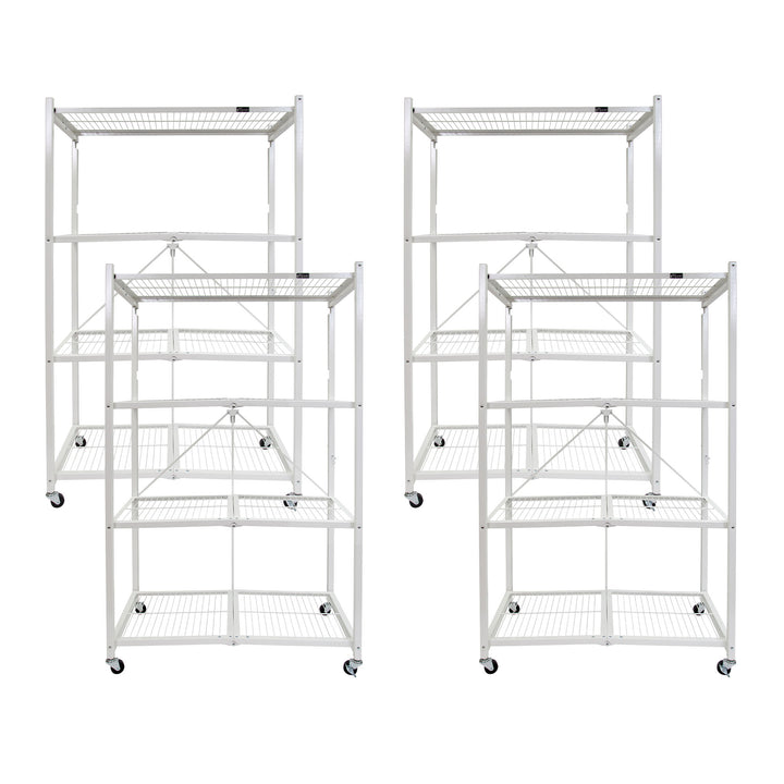 Origami 4 Tier Folding Storage Rack Unit w/ Set of 4 Magnetic Wire Shelf Liners