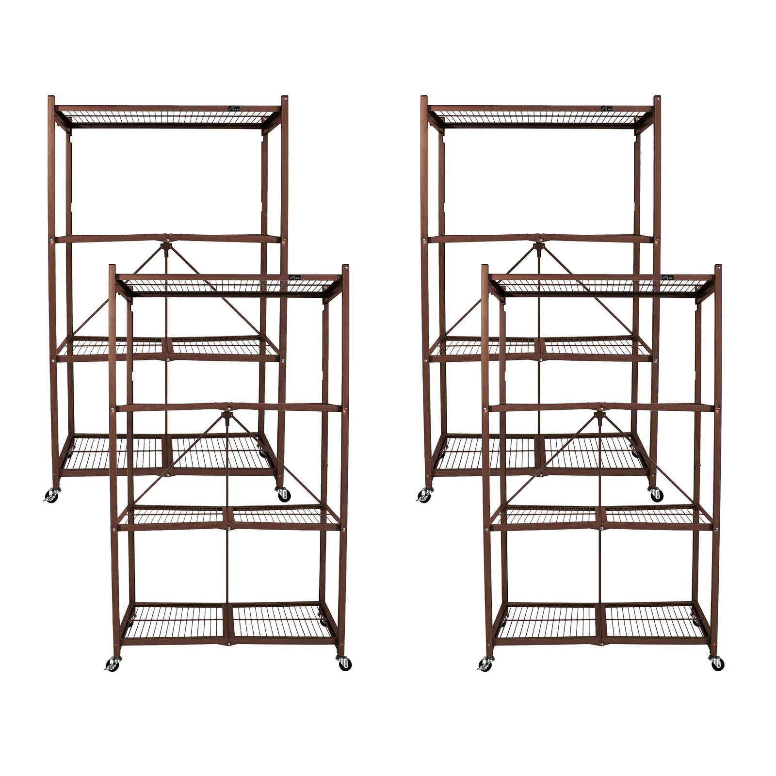 Origami 4 Tier Folding Storage Rack Unit w/ Set of 4 Magnetic Wire Shelf Liners - VMInnovations