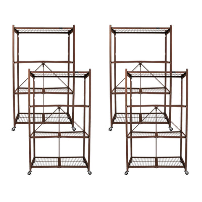 Origami 4 Tier Folding Storage Rack Unit w/ Set of 4 Magnetic Wire Shelf Liners