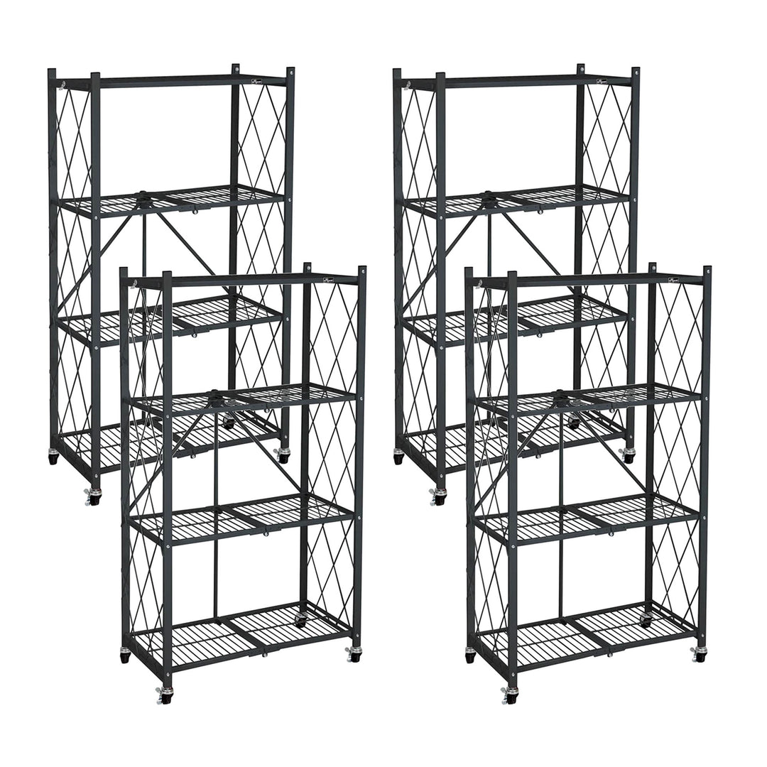 Origami 4 Tier Heavy Duty Storage Rack w/ Set of 4 Magnetic Wire Shelf Liners