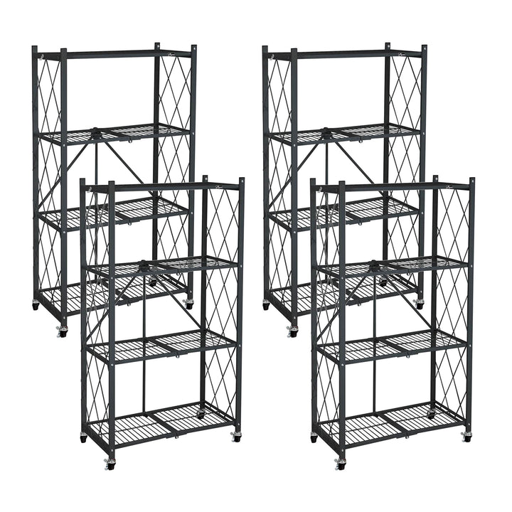 Origami 4 Tier Heavy Duty Storage Rack w/ Set of 4 Magnetic Wire Shelf Liners