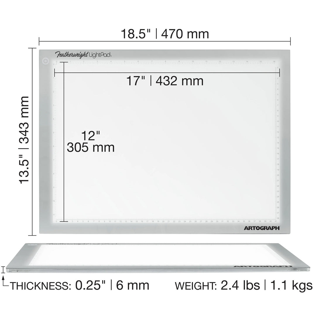 Artograph Featherweight 12" x 17" Dimmable Slim Lightpad for Drawing & Tracing