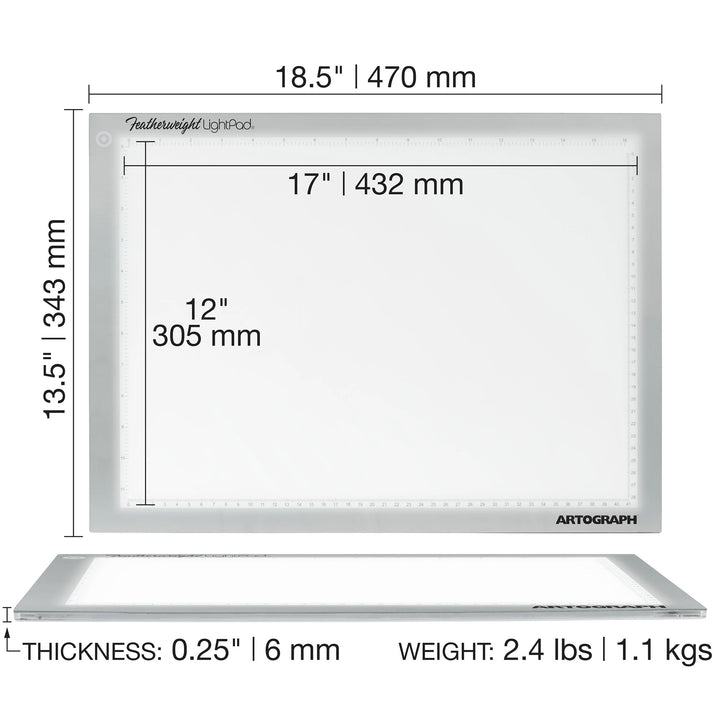 Artograph Featherweight Dimmable Slim Lightpad for Drawing & Tracing (Open Box)