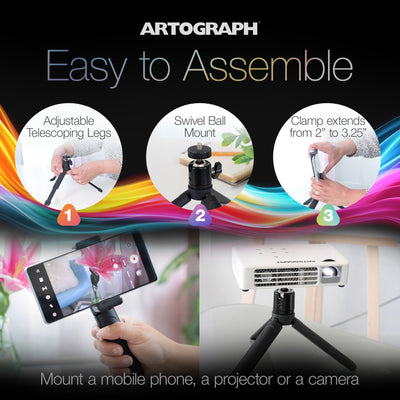 Artograph Mini Tripod Tabletop & Handheld Stand for Digital Projectors & Phones - VMInnovations