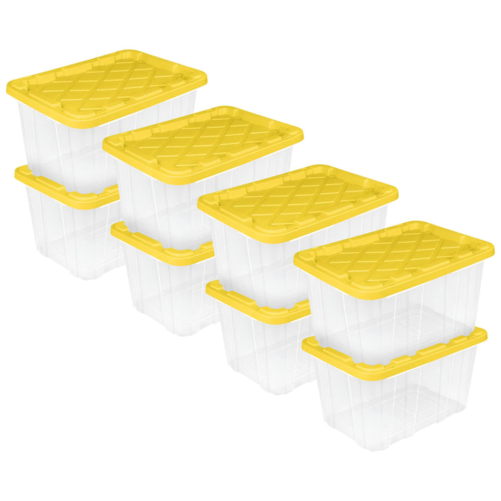 Sterilite Industrial Storage Box with Carrying Handles, 27 Gal, Yellow, 8 Pack