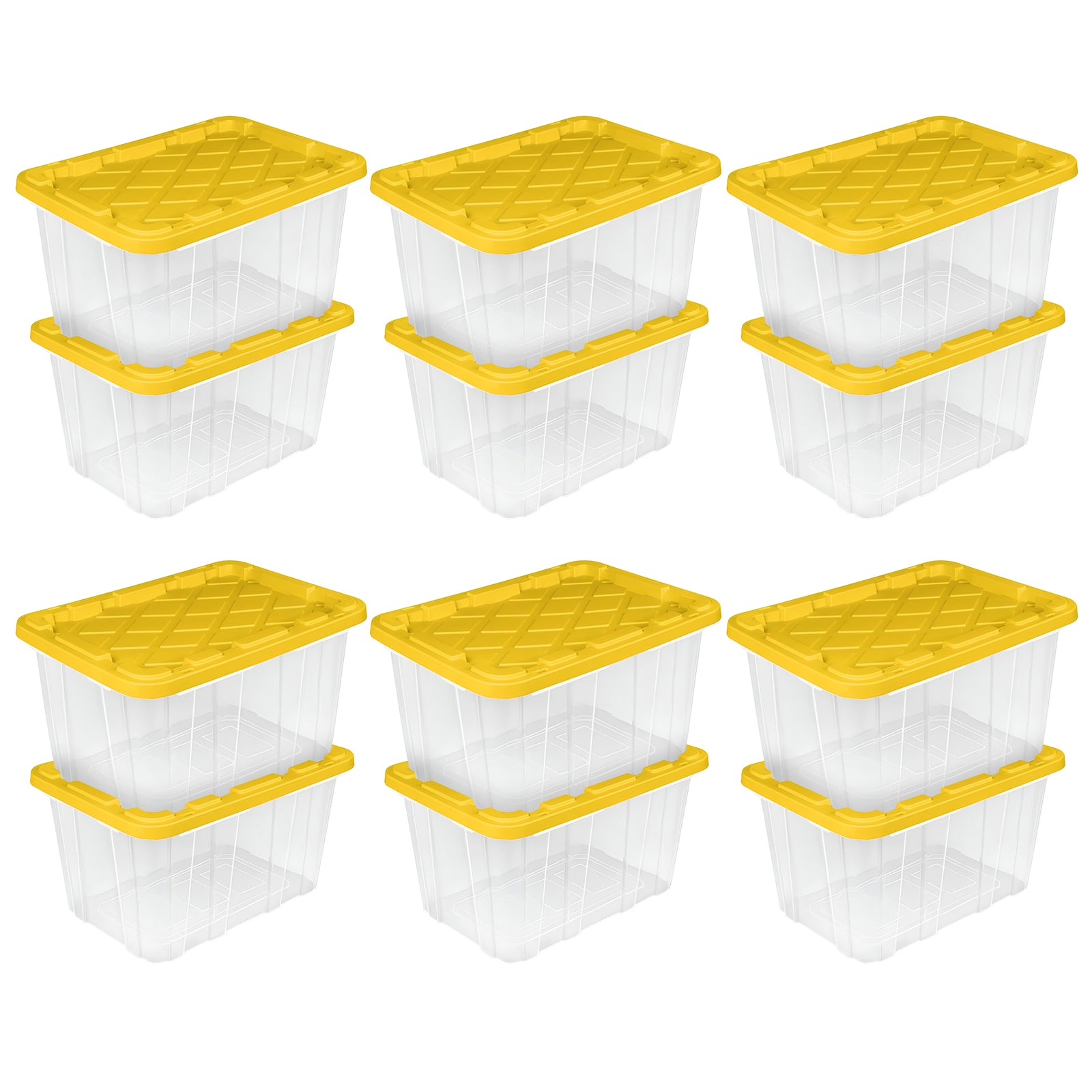 Sterilite Industrial Storage Box with Carrying Handles, 27 Gal, Yellow, 12 Pack - VMInnovations