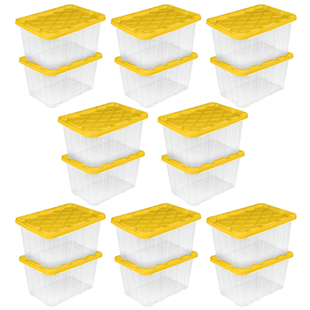 Sterilite Industrial Storage Box with Carrying Handles, 27 Gal, Yellow, 16 Pack