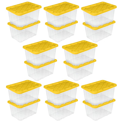 Sterilite Industrial Storage Box with Carrying Handles, 27 Gal, Yellow, 16 Pack
