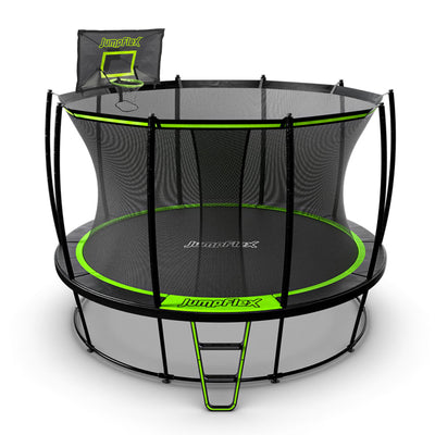 JumpFlex HERO 12' Trampoline with PROJAM Hero Basketball Hoop and Net Attachment