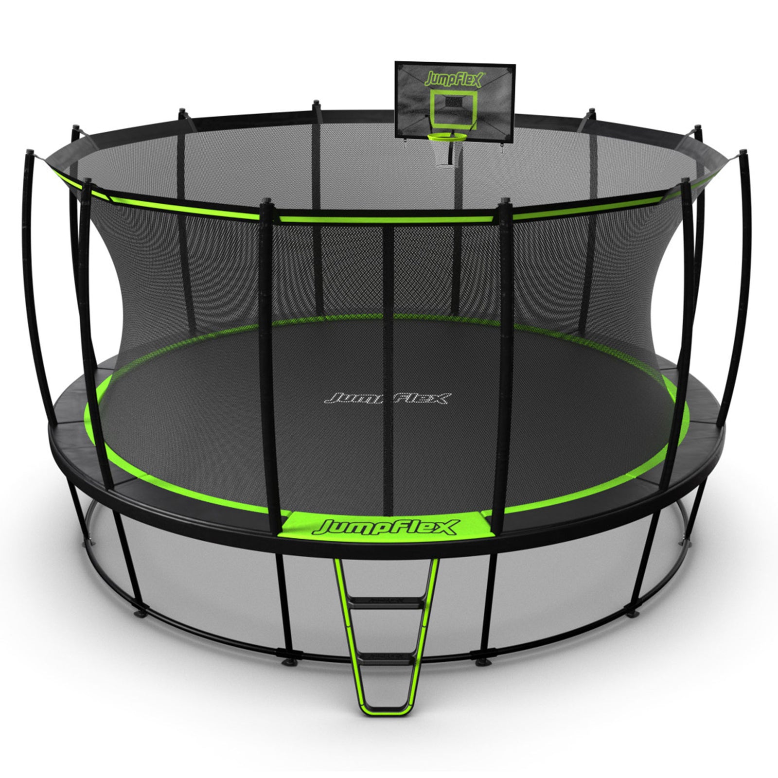 JumpFlex HERO 15' Trampoline with PROJAM Hero Basketball Hoop and Net Attachment - VMInnovations