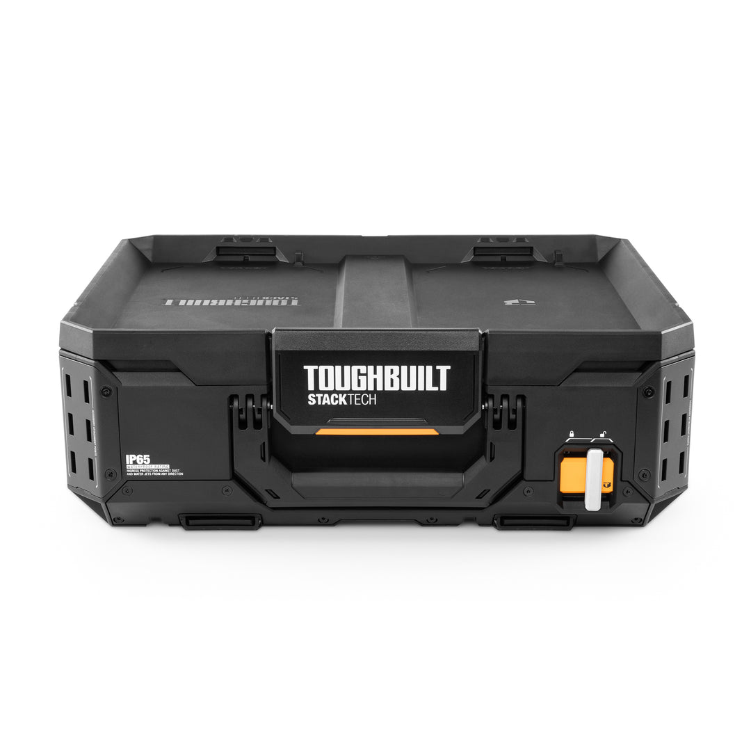 ToughBuilt StackTech Lockable Tool Box, Durable Plastic Storage Organizer, Black