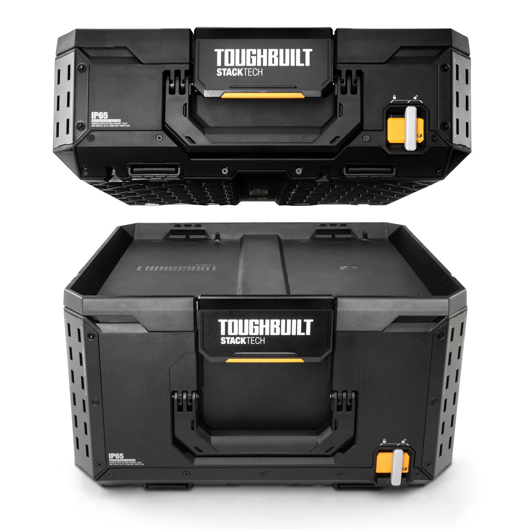 ToughBuilt StackTech Lockable Tool Box, Durable Plastic Storage Organizer, Black