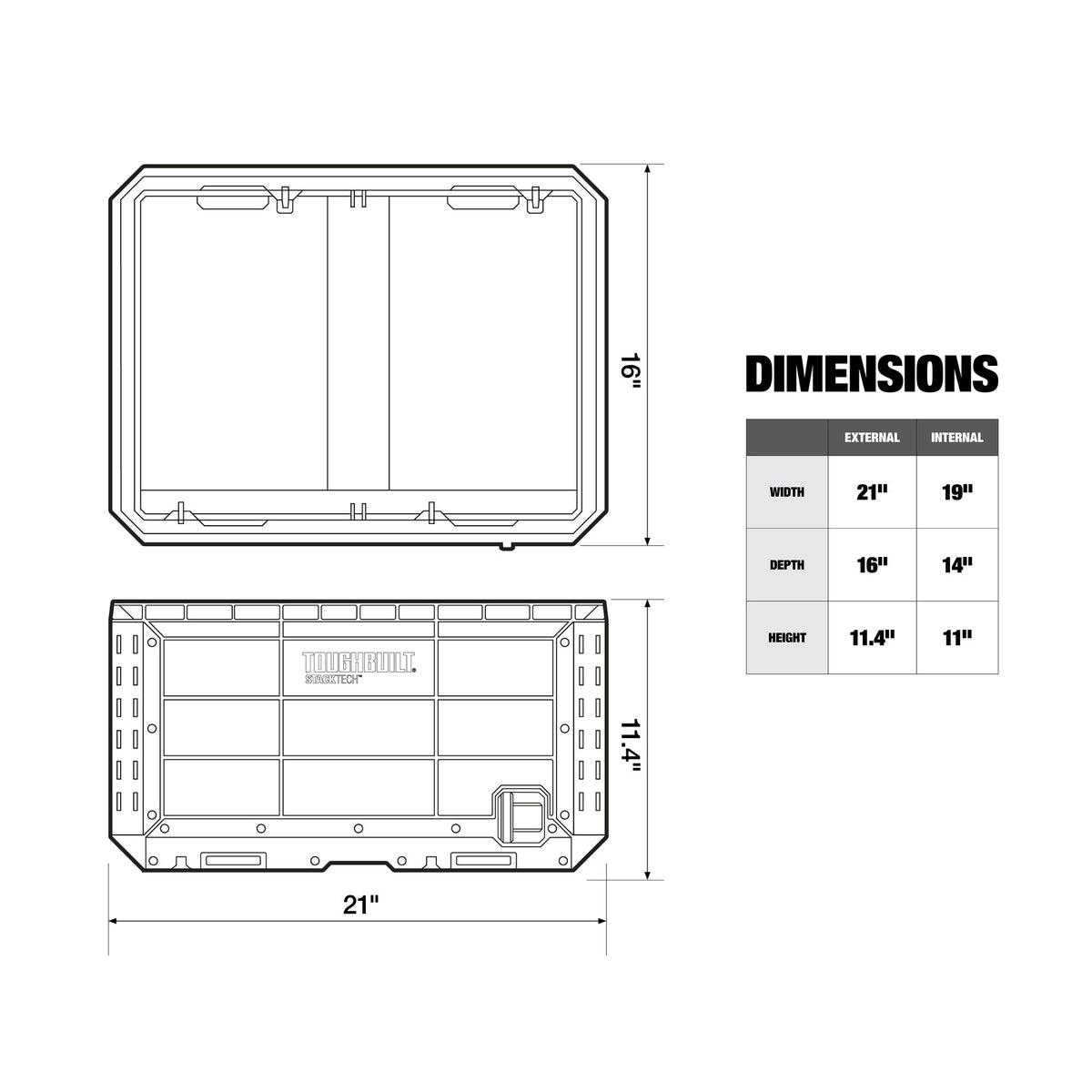 ToughBuilt StackTech Tool Crate with Auto-Locking Interface & Large (Open Box) - VMInnovations