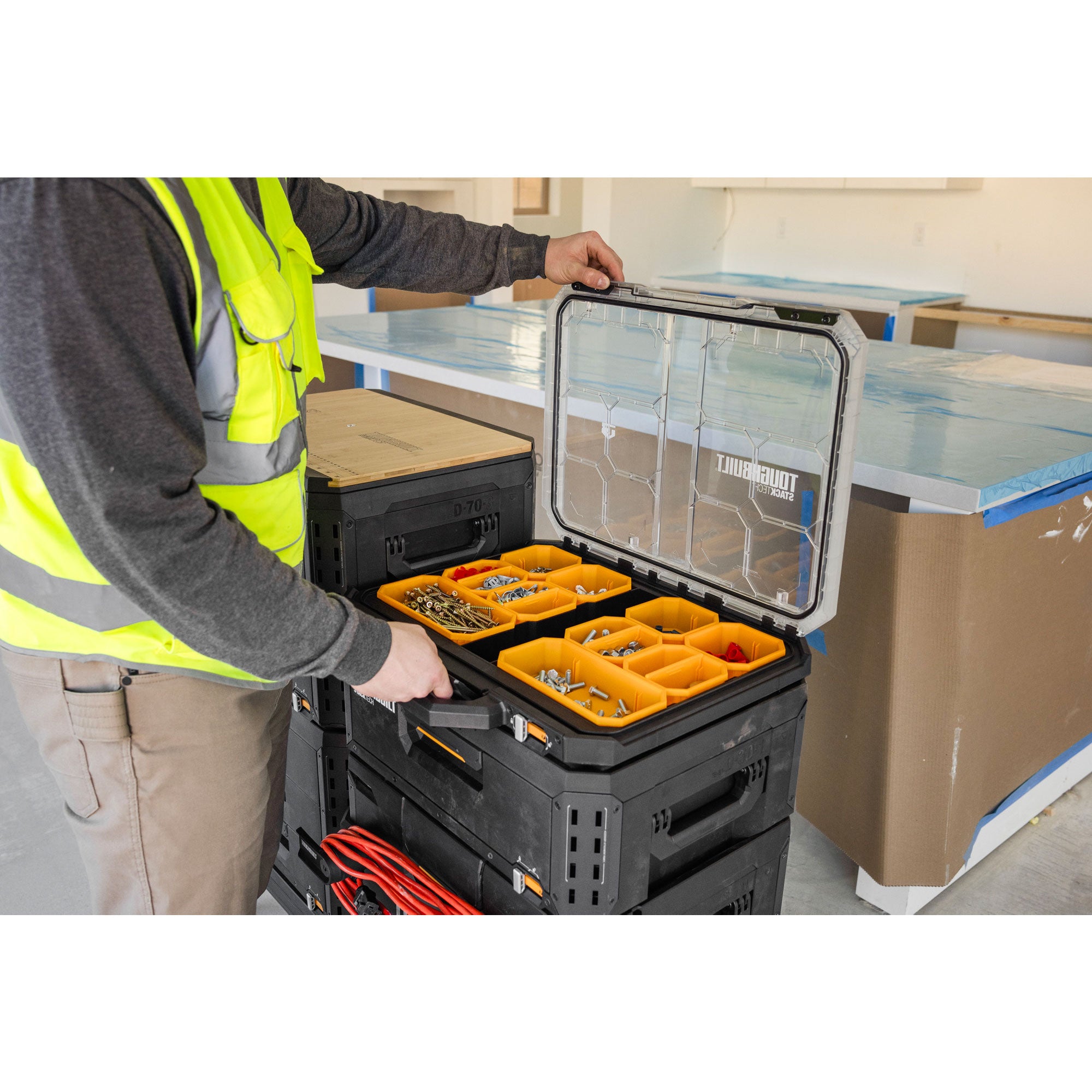 ToughBuilt StackTech Low Profile Organizer w/Auto-Locking Bins (Open Box)